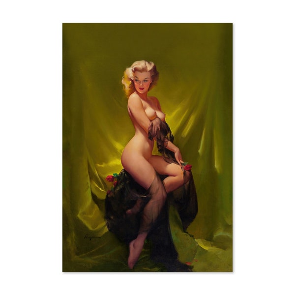 Golden Beauty Vintage Style Elvgren Sexy Pin-Up Girl Poster | For Gifts and Wall Art Décor