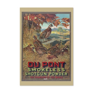 DuPont Smokeless Shotgun Powder 1913 Cartel publicitario / Impresión de arte publicitario clásico / Para regalos y decoración de arte de pared