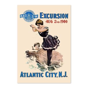 1900 B&O Railroad Excursion Atlantic City NJ Vintage Style Travel Poster | Classic Collection Art Print | For Gifts and Wall Art Décor
