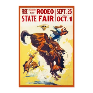 1930er Jahre State Fair Rodeo Poster Cowboy Vintage Style Western Poster | Klassische Werbung Kunstdruck | Für Geschenke und Wandkunst Dekor