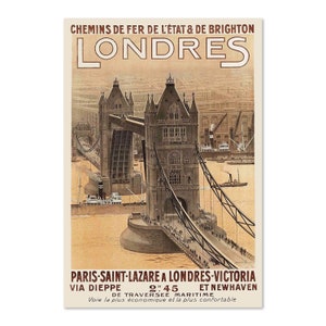 Affiche de voyage classique de Paris à Londres des années 1920 Londres Angleterre | Impression d&#39;art de la collection classique | Pour les cadeaux et la décoration murale