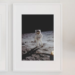 Apollo 11 Buzz Aldrin Walking on the Moon - NASA Moon Landing Poster ...