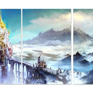 Pôster on-line de Final Fantasy XIV (14) | Conjunto de 3 pôsteres de Ishgard | Versão sem moldura - impressões de alta qualidade