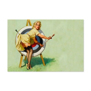 1964 Near Miss Vintage Style Elvgren Sexy PinUp Girl Achery Poster | For Gifts and Wall Art Décor