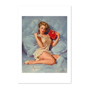 Thinking of You Vintage Style Elvgren Undressed Pin-Up Girl Poster | For Gifts and Wall Art Décor