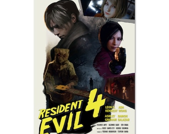Resident Evil 4 Remake Poster | Retro Movie Style Art | High Quality Prints