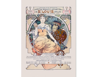 1904 St. Louis Universal Exposition Mucha Vintage Style Travel Poster | Classic Collection Art Print | For Gifts and Wall Art Décor