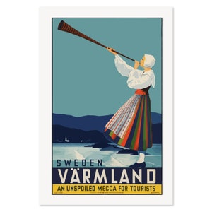 1930s Varmland Sweden Vintage Style Swedish Travel Poster | Classic Collection Art Print | For Gifts and Wall Art Décor