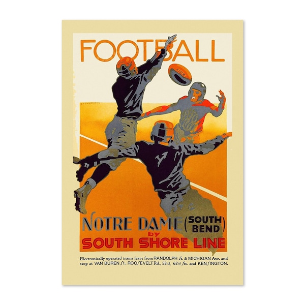 Affiche de football de style vintage irlandais Notre Dame Fighting des années 1920 | Oeuvre de motivation pour la décoration murale de la maison, du bureau et de la salle de sport