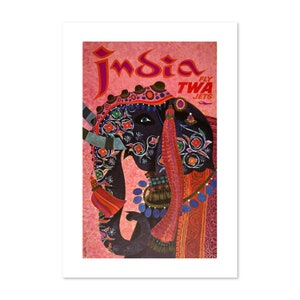 1960s India Fly TWA Jets Vintage Style Travel Poster | Classic Collection Art Print | For Gifts and Wall Art Décor