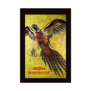 1950er Jahre Western Winchester Fasan Jagd Vintage Stil Poster | Klassische Werbung Kunstdruck | Für Geschenke und Wandkunst Dekor