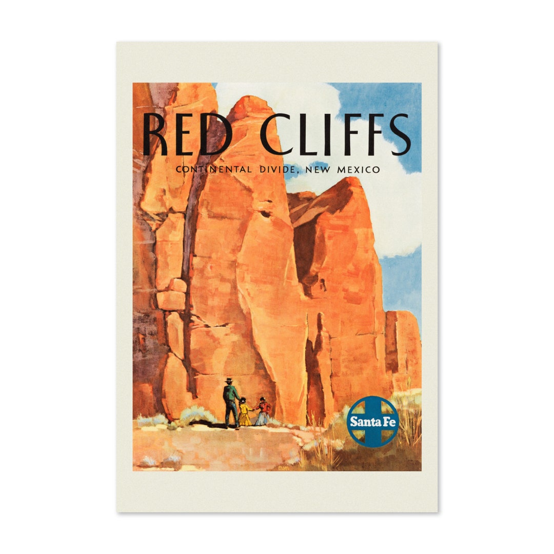 Red Cliffs New Mexico Santa Fe RR Vintage Style Poster Classic