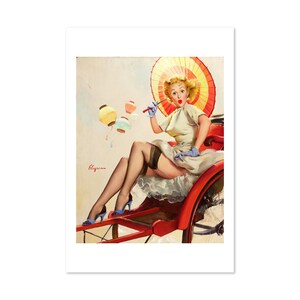 1950s Gil Elvgren Pin-Up Poster Something Bothering You Rickshaw | For Gifts and Wall Art Décor