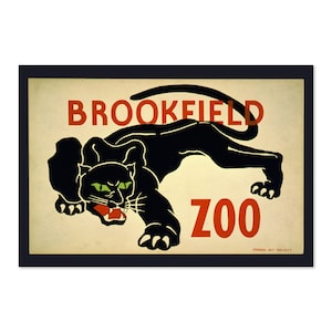 1930s Black Panther Visit Brookside Zoo FREE Classic WPA Poster / Classic Advertising Art Print / Para regalos y decoración de arte de pared