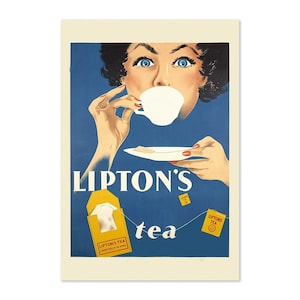 Lipton's Tea - Vintage Style 1950 Teetrinken Werbeplakat | Klassische Werbung Kunstdruck | Für Geschenke und Wandkunst Dekor