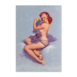 Roxanne 1960 Vintage Style Elvgren Pin-Up Girl Undressing Poster | For Gifts and Wall Art Décor