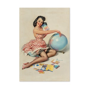 Out of This World Vintage Style Elvgren Pin-Up Travel Poster | For Gifts and Wall Art Décor
