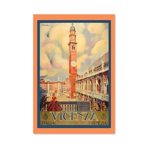 1940er Jahre Vicenza Italien Palazzo Palladiana Vintage Stil Reise Poster | Classic Collection Kunstdruck | Für Geschenke und Wandkunst Dekor