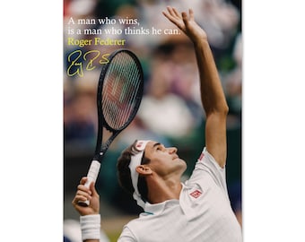 ロジャー・フェデラーの感動的な名言写真プリントポスター - サイン