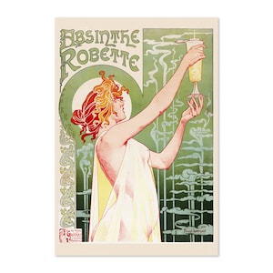 Absinthe Robette Classic 1896 Drinking Art Nouveau Poster Livemont | Classic War Art Print | For Gifts and Wall Art Décor