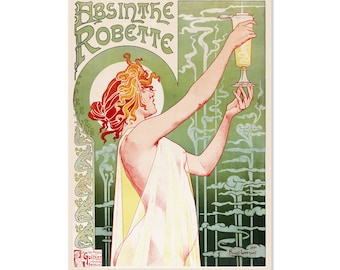 Absinthe Robette Classic 1896 Drinking Art Nouveau Poster Livemont | Classic War Art Print | For Gifts and Wall Art Décor