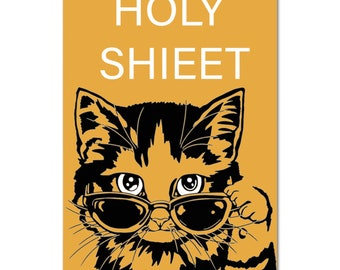 Cat Art Prints for Wall Decor | Space Black Cat Sign 05 | Funny Black Cat Poster Wall Decoration for Cat Lovers Gifts | Unframed