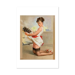 Socking It Away Vintage Style Elvgren Pin-Up Girl Bank Poster | For Gifts and Wall Art Décor