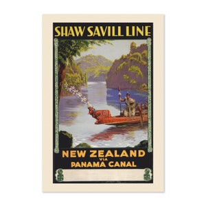1930 Travel to New Zealand via Panama Canal Vintage Style Travel Poster | Classic Collection Art Print | For Gifts and Wall Art Déco
