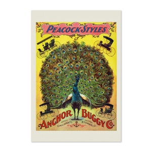 Anchor Buggy Peacock Styles Cartel publicitario de estilo vintage / Impresión de arte publicitario clásico / Para regalos y decoración de arte de pared