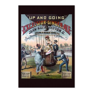 1885 Excelsior Ginger Ale Estilo vintage Cartel publicitario / Impresión de arte publicitario clásico / Para regalos y decoración de arte de pared