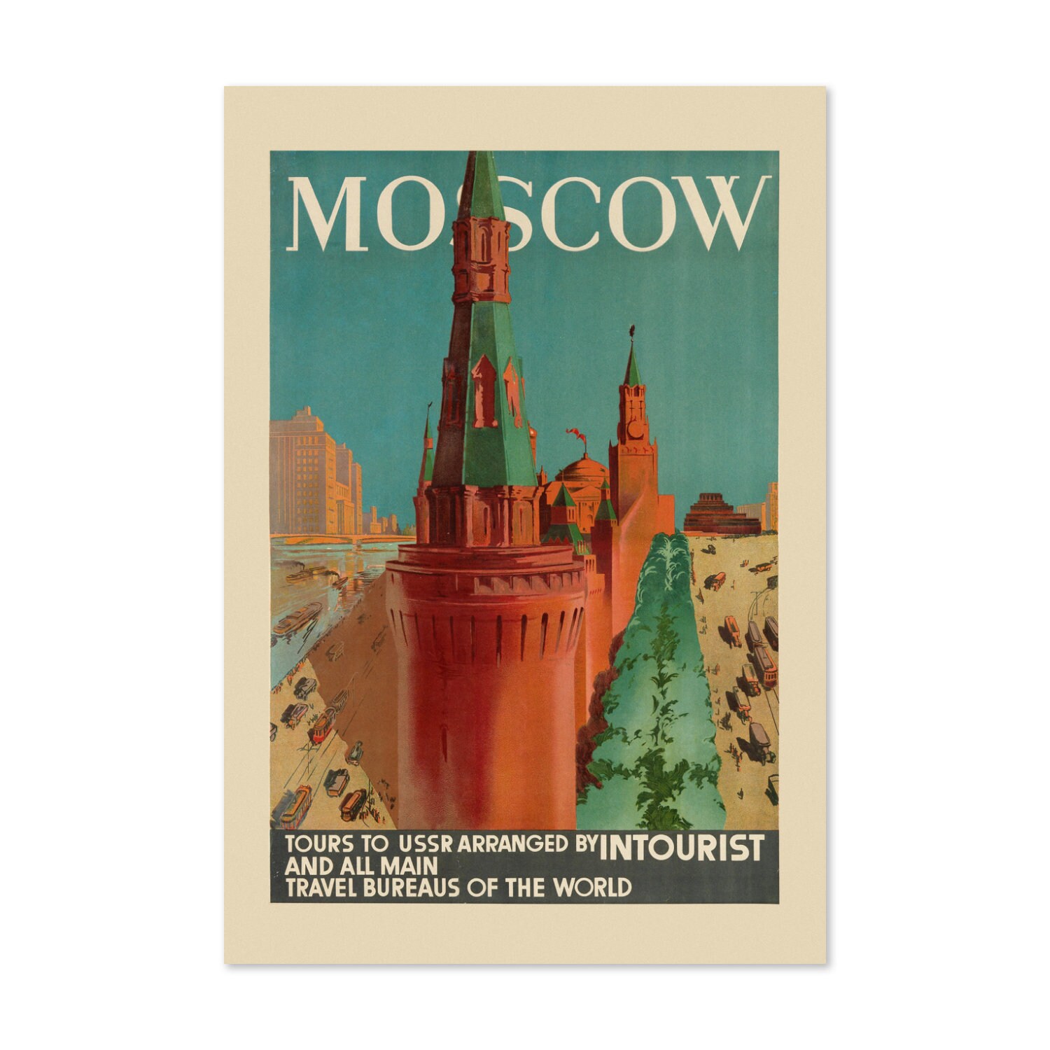 Moscow USSR 1930s Vintage Style Russian Travel Poster | Classic