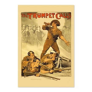 1918 Australia The Trumpet Calls! WWI Recruiting Poster | Classic World War I Art Print | For Veteran Gifts and Wall Art Décor