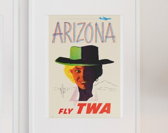 1960s “TWA - Arizona ” Vintage Style Airline Travel Poster