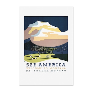 See Montana 1930s WPA Vintage Style See America Travel Poster | Classic Collection Art Print | For Gifts and Wall Art Décor