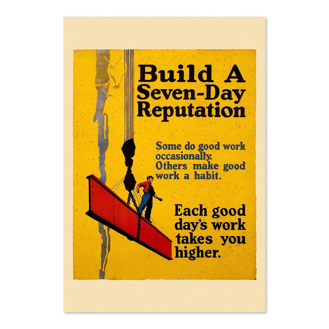 Reputation Decor Build A Seven Day Reputation! - 1920s Work Incentive Motivational ...
