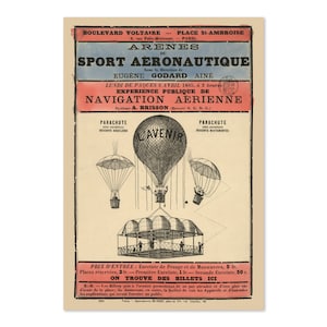 1885 Heißluftballon Sport Aeronautique Historisches Werbeplakat | Klassische Werbung Kunstdruck | Für Geschenke und Wandkunst Dekor