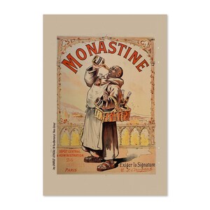 1892 Licor francés monastino Estilo vintage Cartel publicitario / Impresión de arte de guerra clásica / Para regalos y decoración de arte de pared