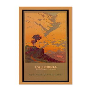 1920er Jahre California Vintage Stil NY Central Lines Railroad Reise Poster | Classic Collection Kunstdruck | Für Geschenke und Wandkunst Dekor
