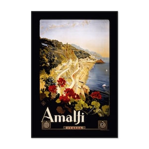 Amalfi Italy 1920s Vintage Style Travel Art | Classic Collection Art Print | For Gifts and Wall Art Décor