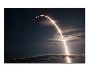 Space X Poster - Falcon 9 Launch Path Photograph - Space Mission - High Quality Prints