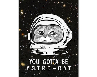 Cat Art Prints for Wall Decor | Space Black Cat Sign 01 | Funny Black Cat Poster Wall Decoration for Cat Lovers Gifts | Unframed