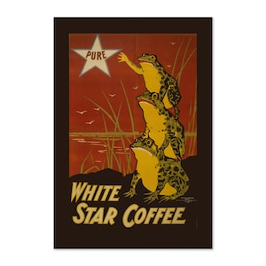 1899 White Star Coffee Vintage Style Frog Advertising Poster / Classic Advertising Art Print / Para regalos y decoración de arte de pared