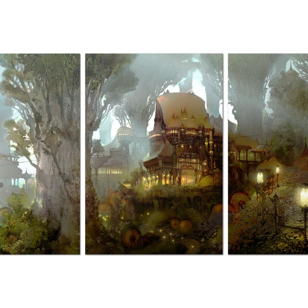 Póster de Final Fantasy XIV (14) Online / Juego de 3 pósteres de Gridania / Versión sin marco - Impresiones de alta calidad