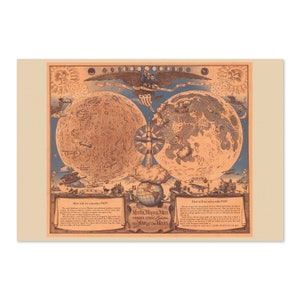 Carte de la lune - Hommage au programme Apollo Moon de la NASA ! - Mission spatiale - Impressions de haute qualité