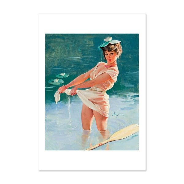 Upsetting Upset Vintage Style Elvgren Sexy PinUp Girl Poster | For Gifts and Wall Art Décor