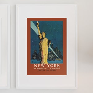 New York City - Statue of Liberty 1930s Vintage Style Travel Poster ...