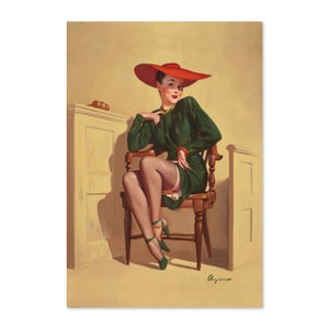 1940s Gil Elvgren PinUp Girl Attorney Court Poster The Verdict was WOW | For Gifts and Wall Art Décor