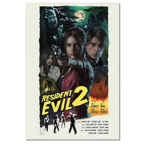 Resident Evil 2 Remake Poster | Retro Movie Art Style | High Quality Prints