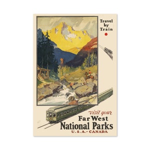 1930s Visit Far West National Parks - Vintage Style Travel Poster | Classic Collection Art Print | For Gifts and Wall Art Décor