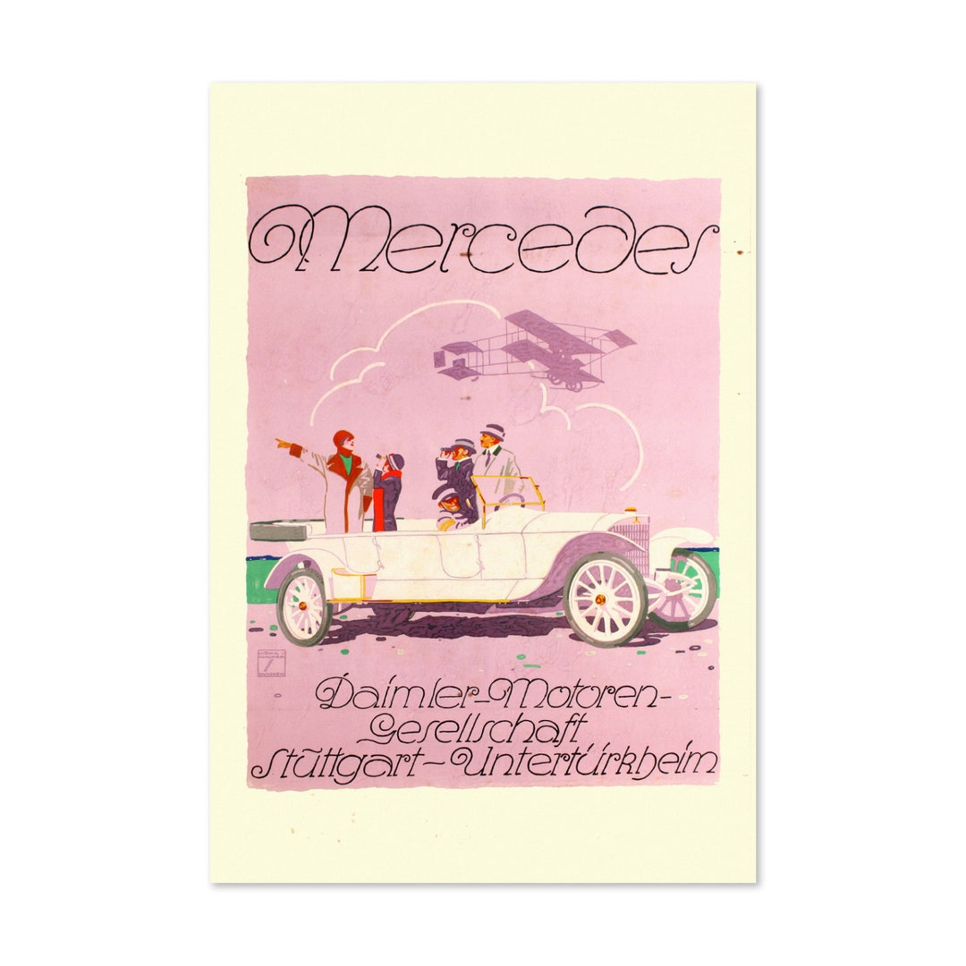 Mercedes 1914 Vintage Style Classic Auto Advertising Poster | Classic ...